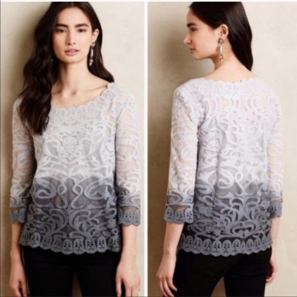 Meadow Rue Ceala Lace Dip Dye Top Size L - Picture 1 of 10